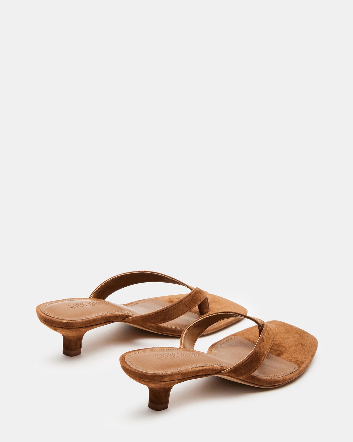 TRACIE Chestnut Suede Thong Strap Women's Kitten Heel | Steve Madden discount