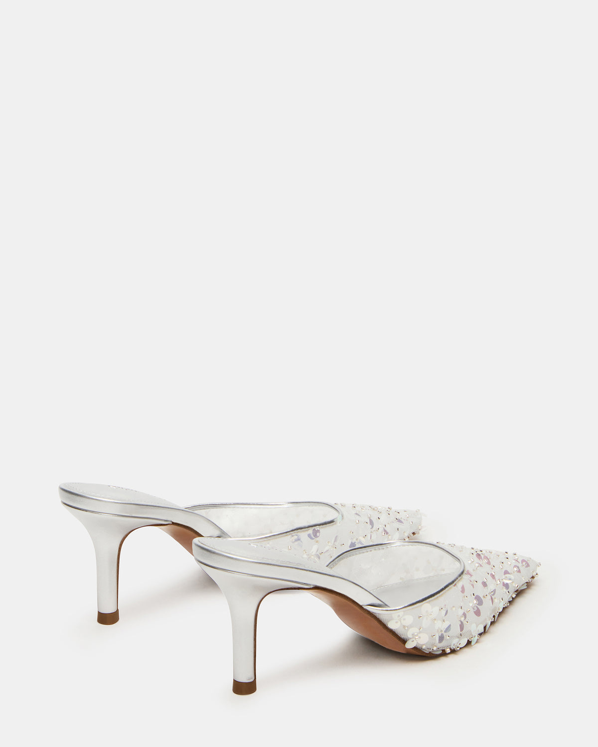 ALEXI Sequin Silver Pointed-Toe Mule Women's Heel | Steve Madden outlet