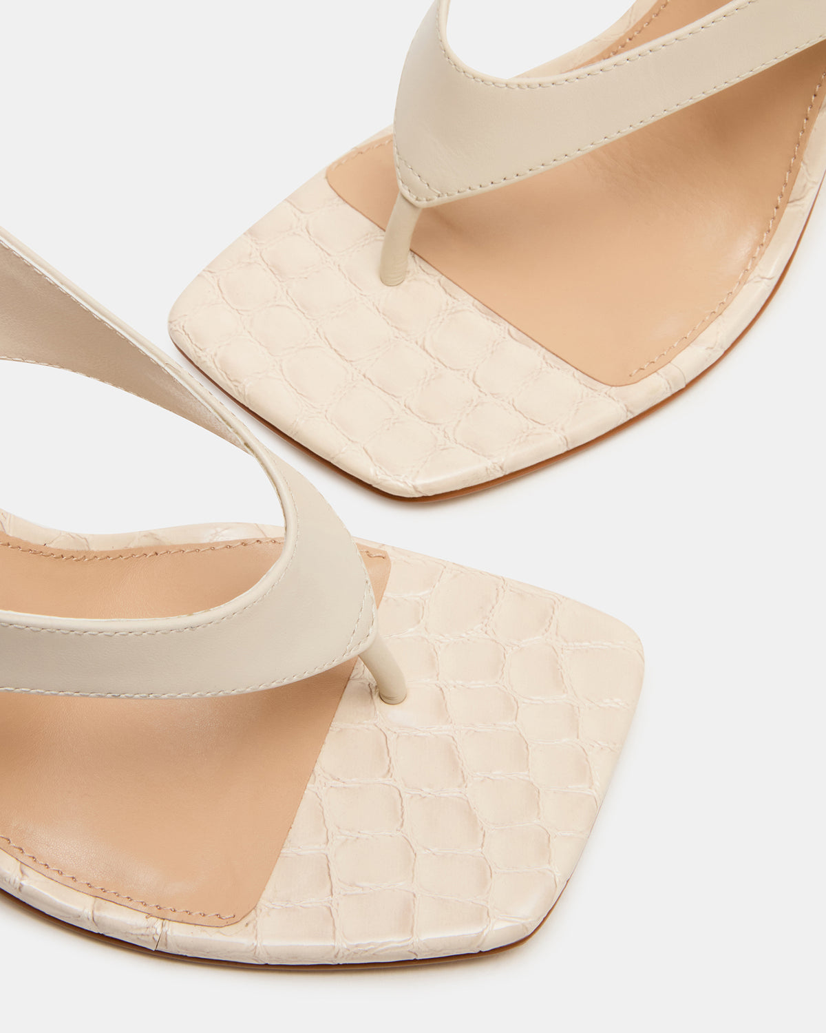 IMPROV Bone Leather Square-Toe Thong Slingback Women's Heel | Steve Madden Sale