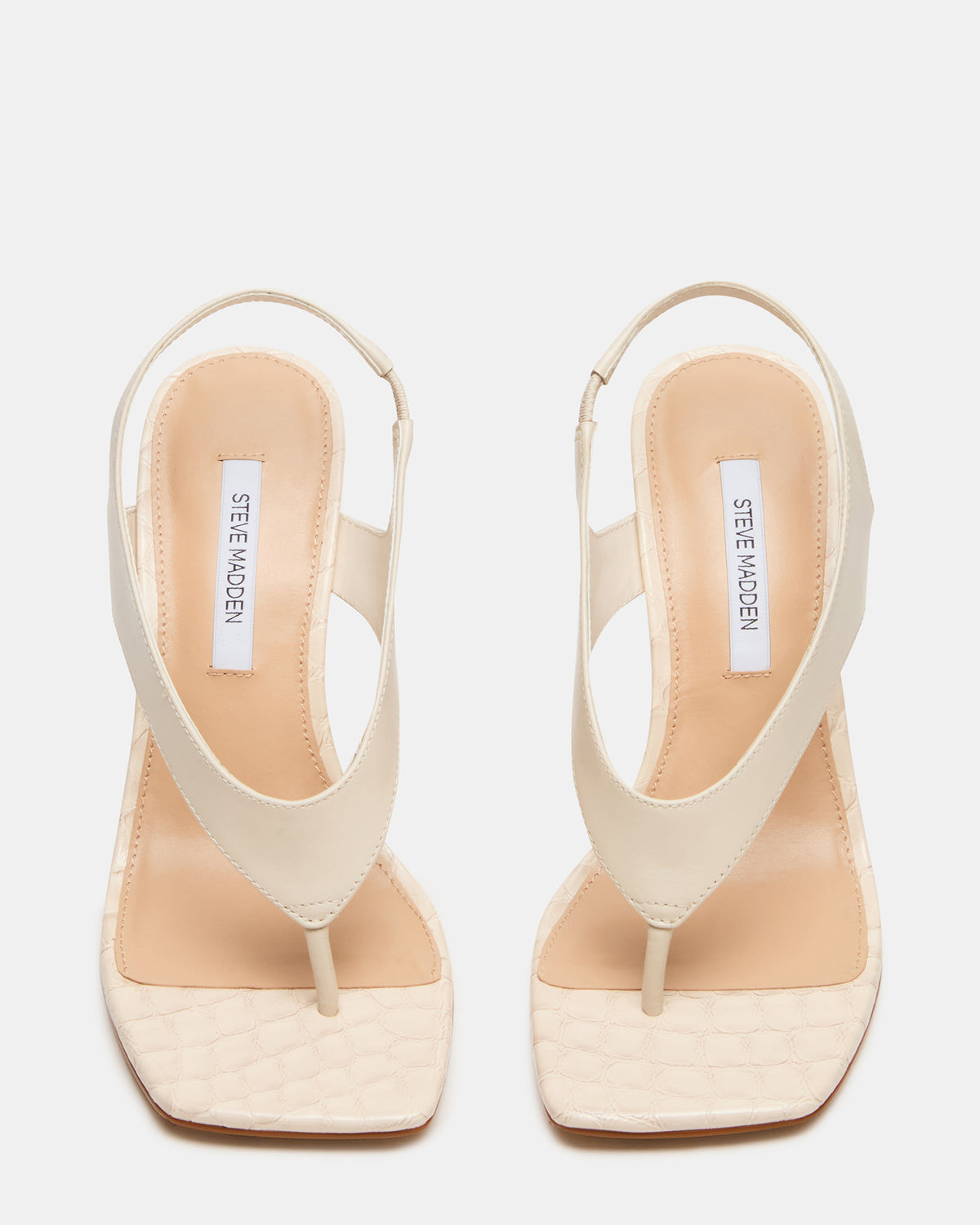 IMPROV Bone Leather Square-Toe Thong Slingback Women's Heel | Steve Madden Sale