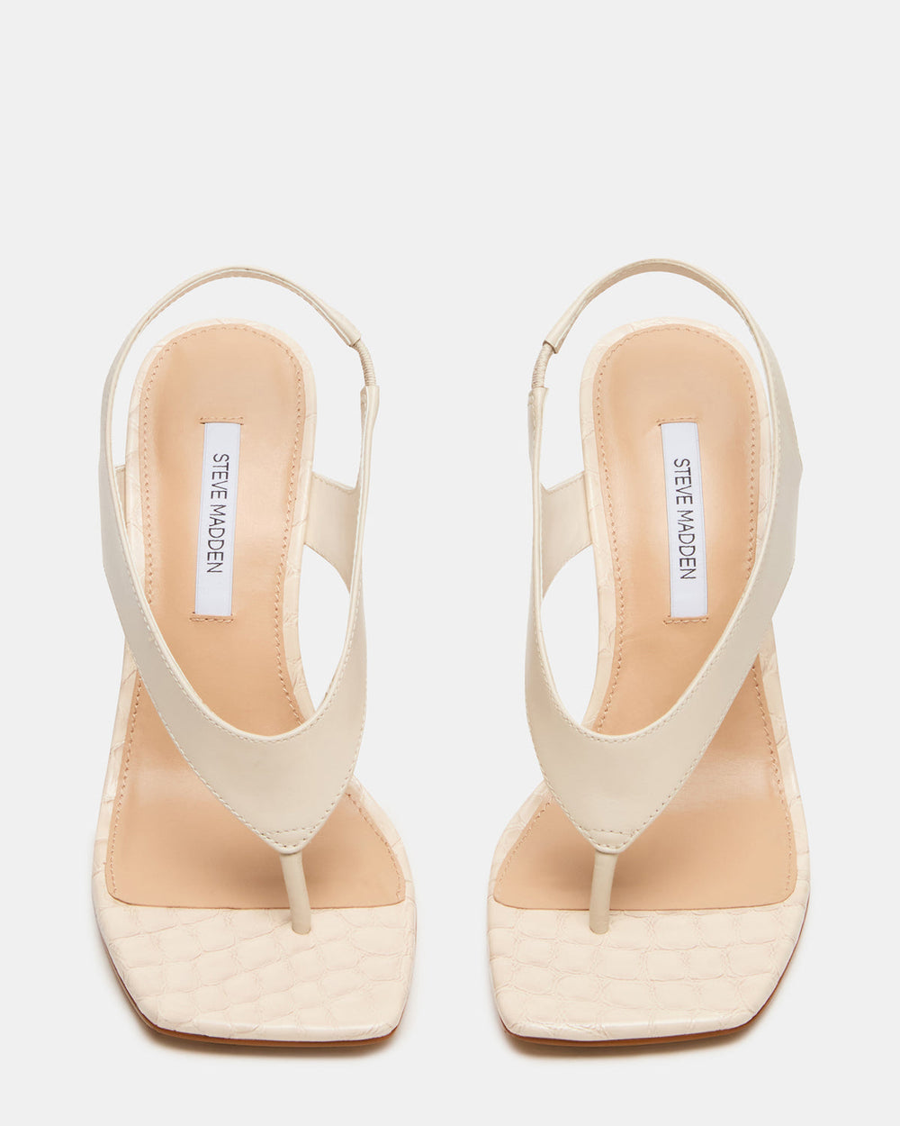 IMPROV Bone Leather Square-Toe Thong Slingback Women's Heel | Steve Madden Sale