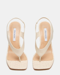 IMPROV Bone Leather Square-Toe Thong Slingback Women's Heel | Steve Madden Sale