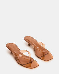 TRACIE Jelly Tan Thong Strap Women's Kitten Heel | Steve Madden on Sale