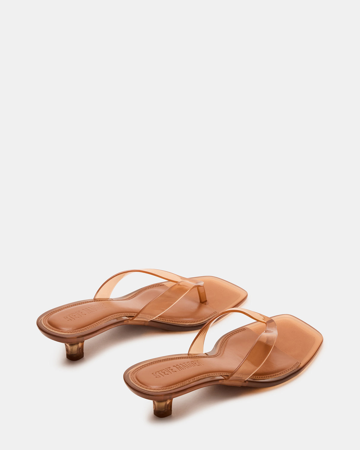TRACIE Jelly Tan Thong Strap Women's Kitten Heel | Steve Madden on Sale