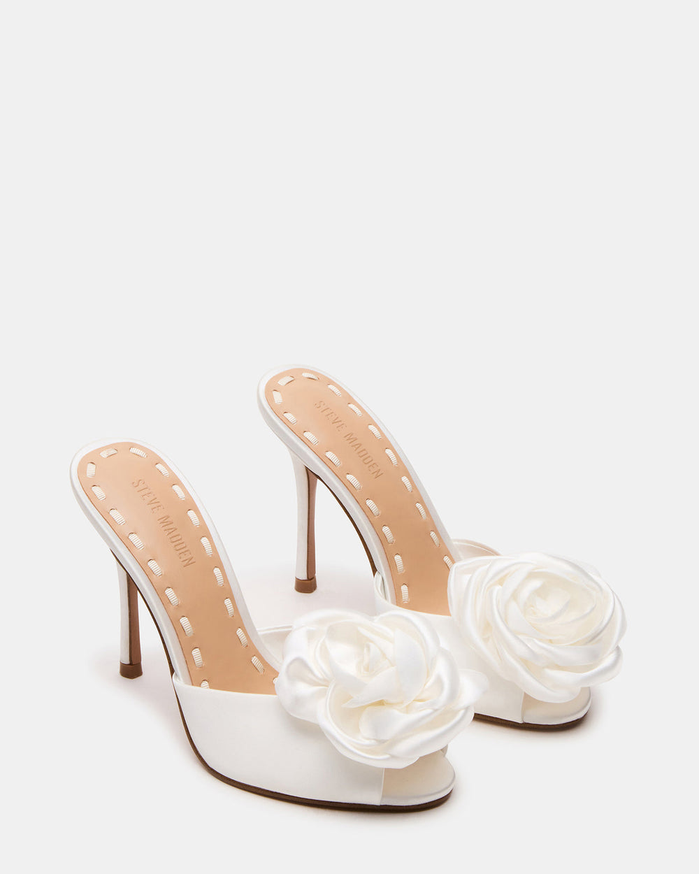 PRIYA Flower Ivory Satin Mule Women's Heel | Steve Madden discount