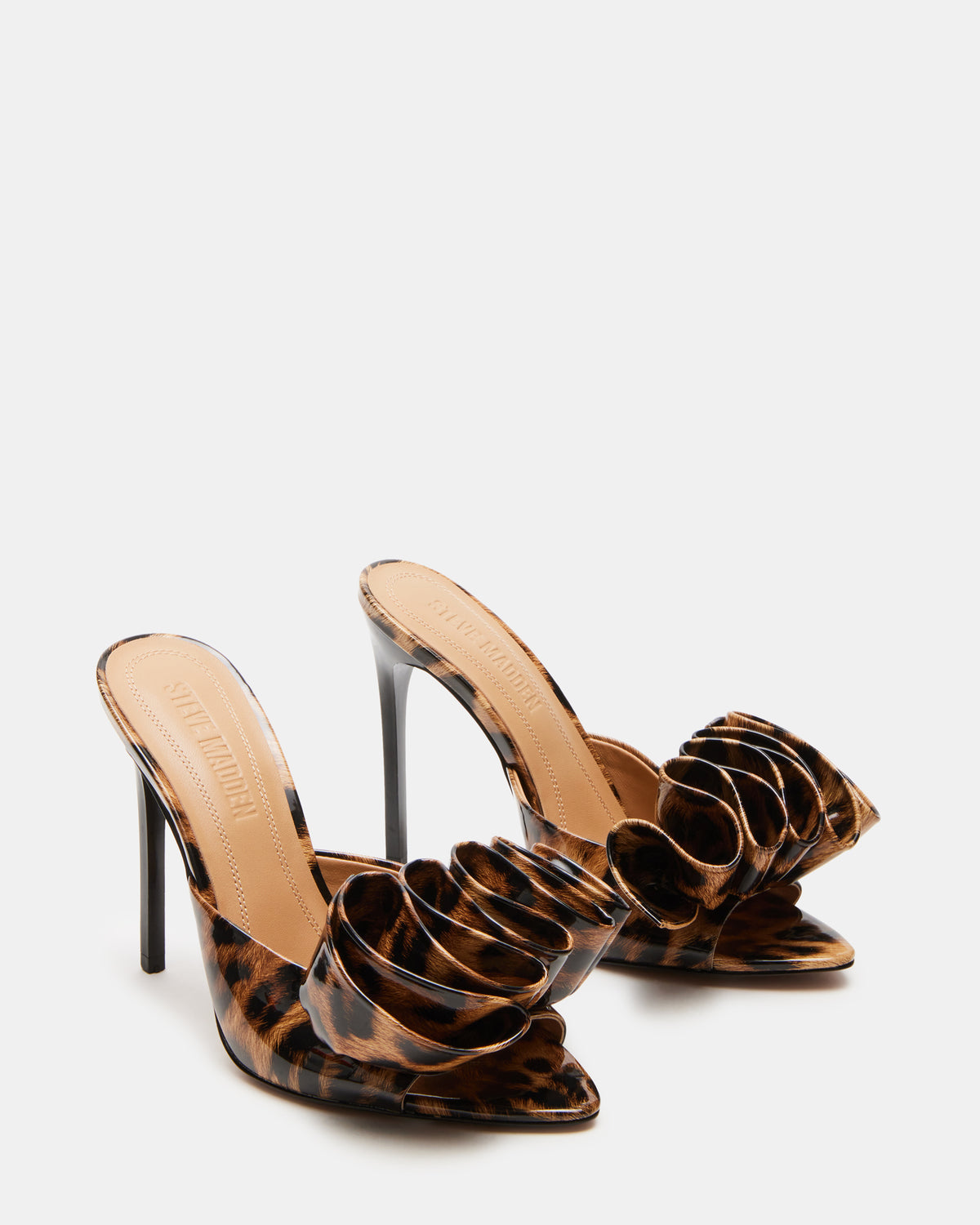 AFFINITY Leopard Patent Women's Multi Pointed-Toe Stiletto Mule Heel | Steve Madden online