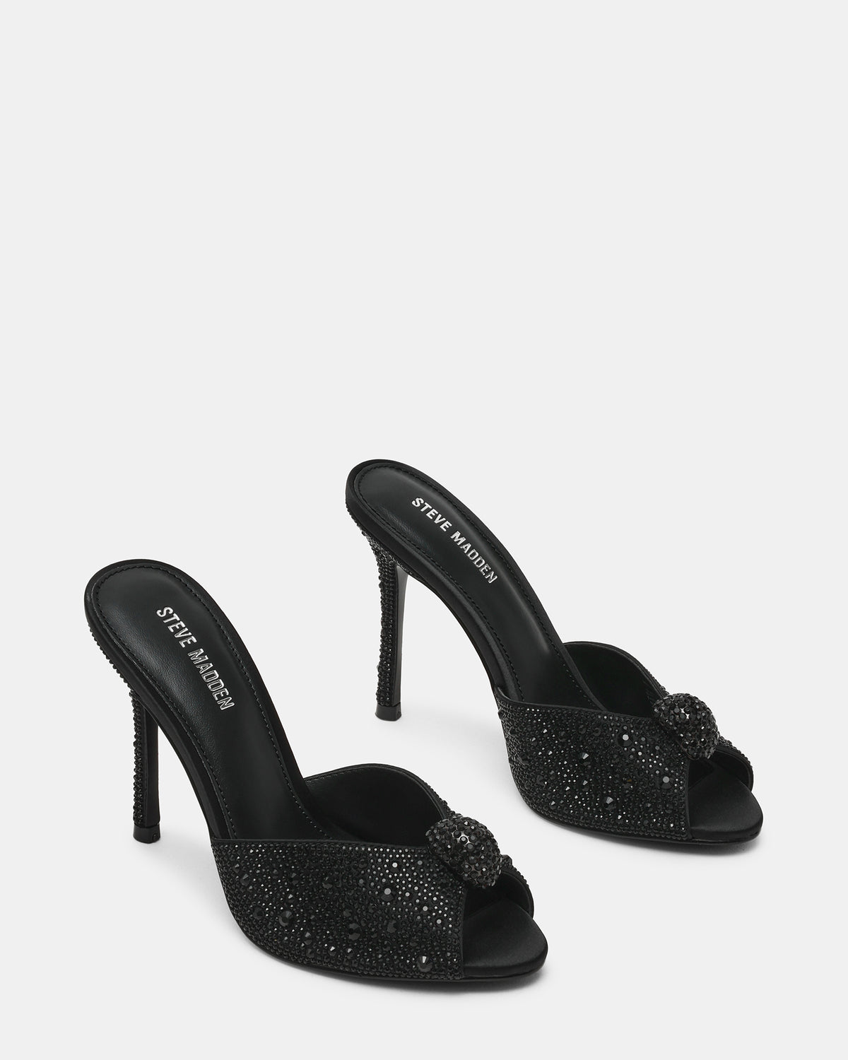 PRIYA Black Rhinestones Mule Women's Heel | Steve Madden Sale