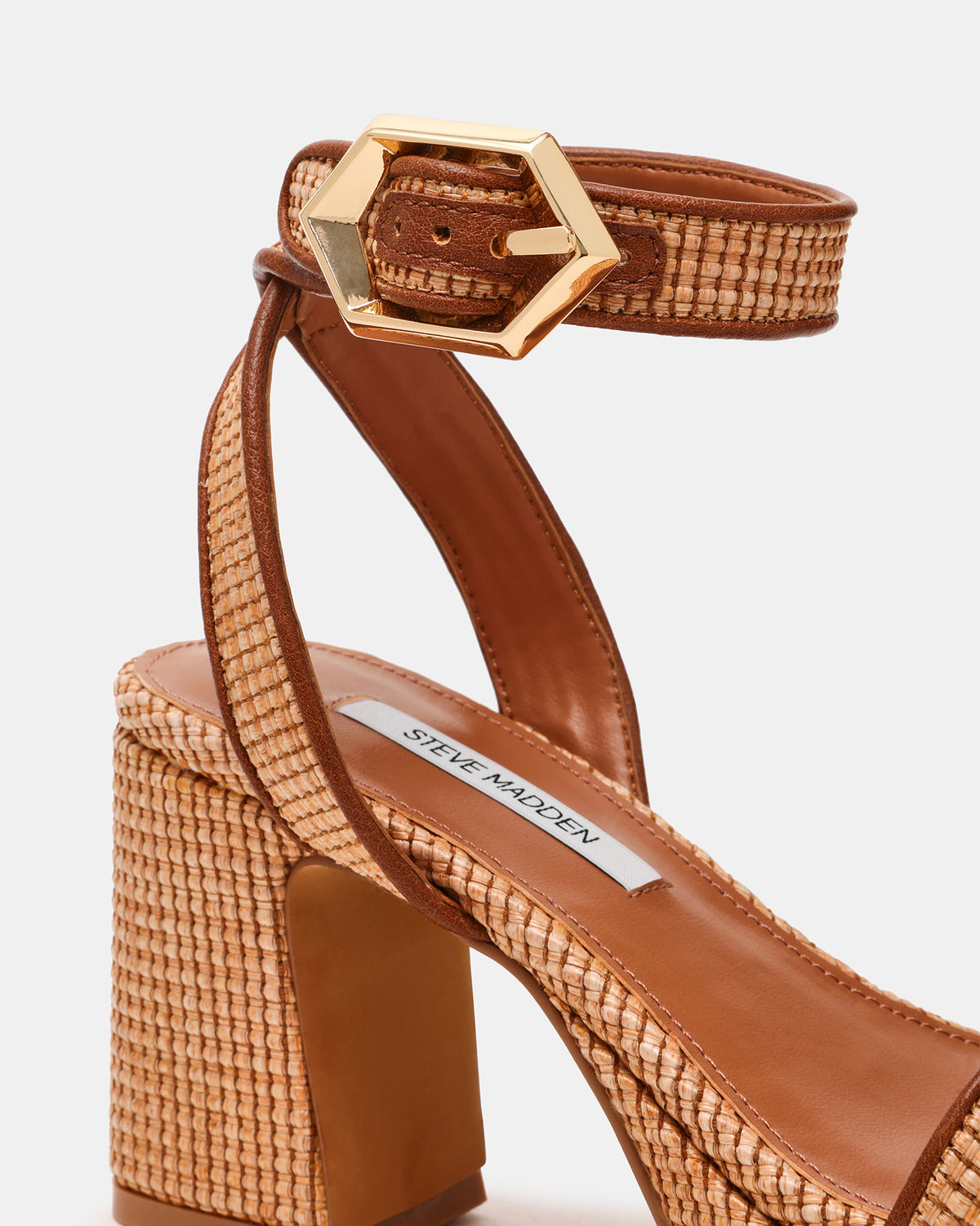 ELIDA Raffia Ankle Strap Platform Women's Block Heel | Steve Madden on Sale