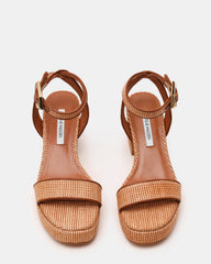 ELIDA Raffia Ankle Strap Platform Women's Block Heel | Steve Madden on Sale