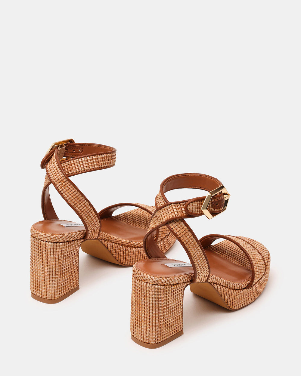 ELIDA Raffia Ankle Strap Platform Women's Block Heel | Steve Madden on Sale