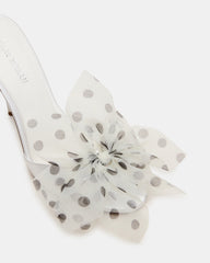 DAVINA Tulle White/Black Polka Dot Rounded Open-Toe Mule Stiletto Women's Heel | Steve Madden discount