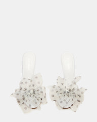 DAVINA Tulle White/Black Polka Dot Rounded Open-Toe Mule Stiletto Women's Heel | Steve Madden discount