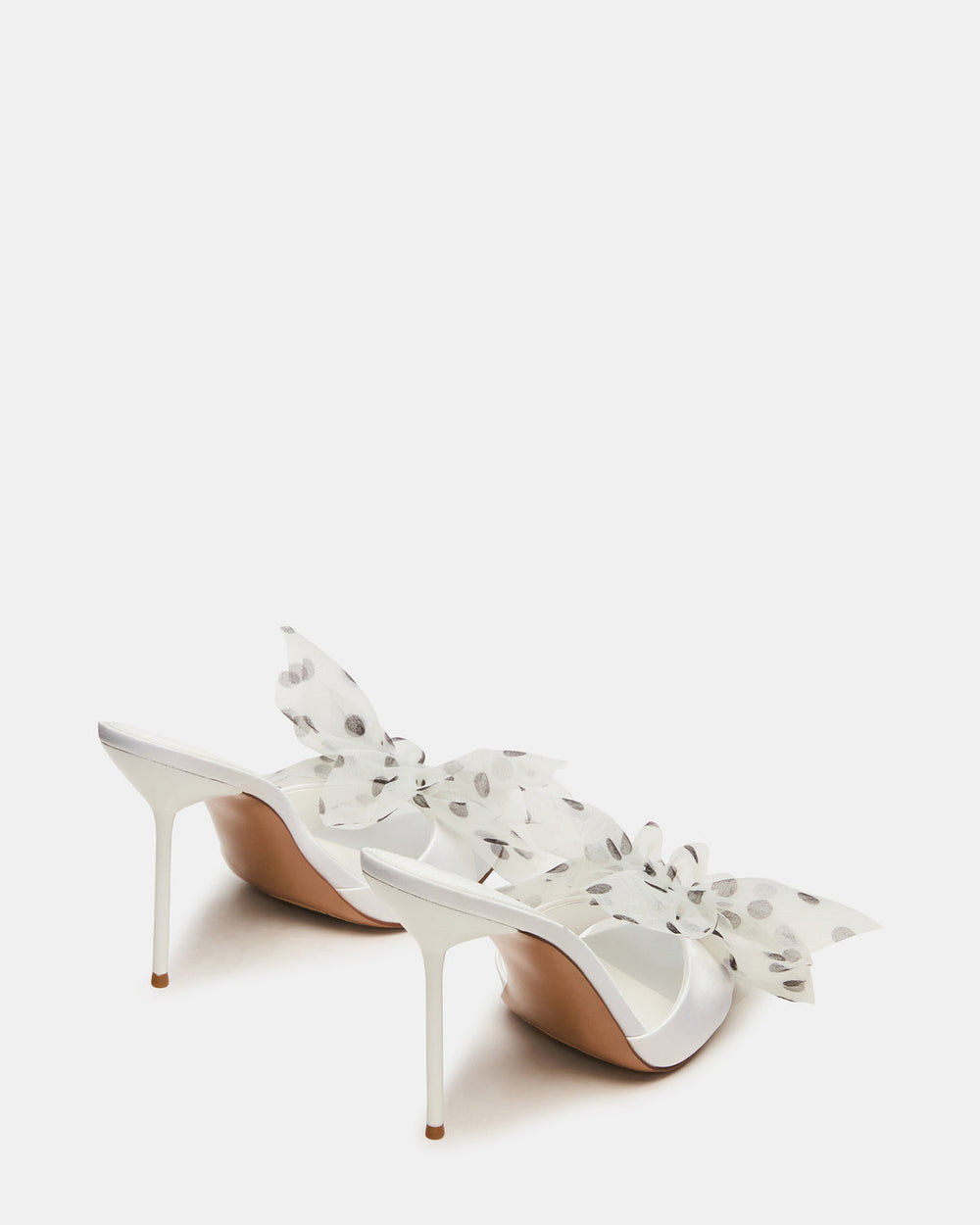 DAVINA Tulle White/Black Polka Dot Rounded Open-Toe Mule Stiletto Women's Heel | Steve Madden discount