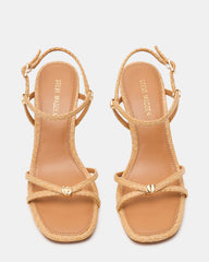 POSY Raffia Gold-Detail Strappy Square-Toe Women's Heel | Steve Madden outlet