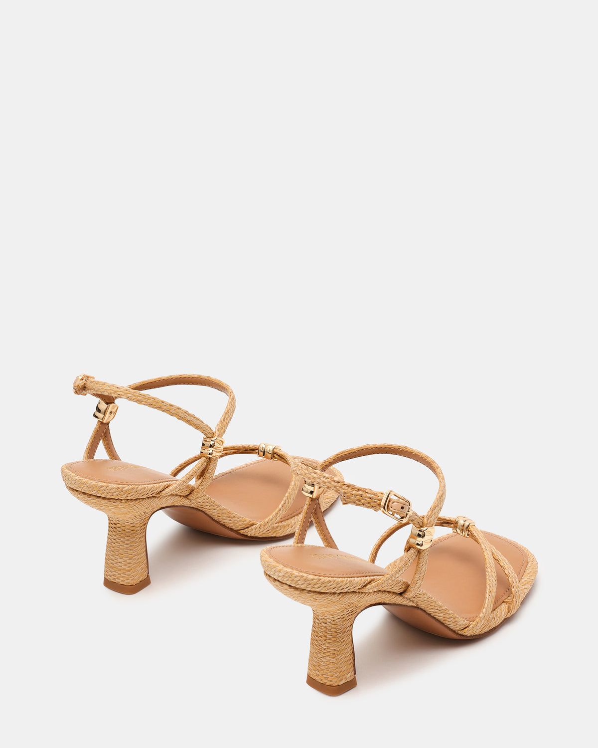 POSY Raffia Gold-Detail Strappy Square-Toe Women's Heel | Steve Madden outlet