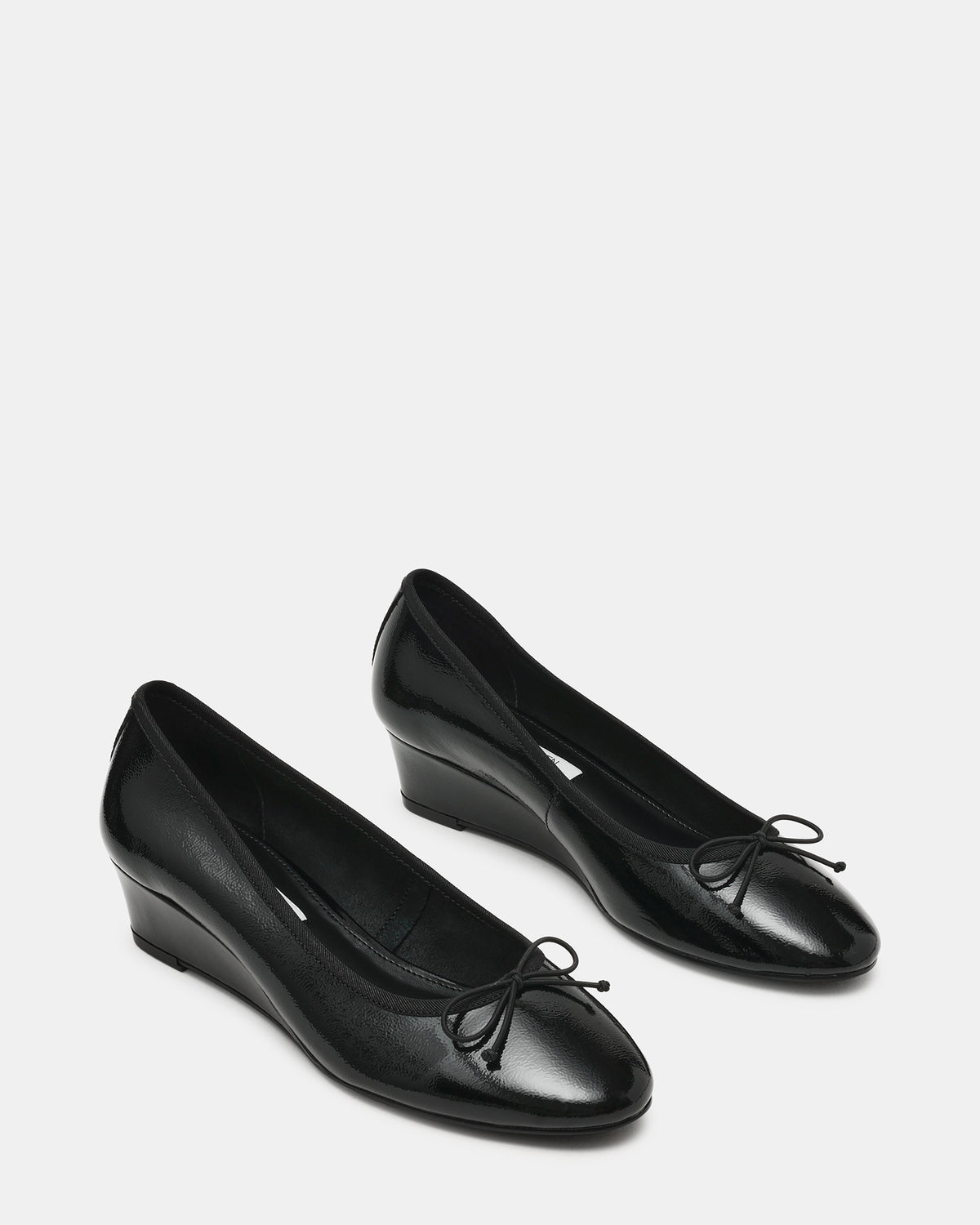 KLUTZY Black Patent Ballet Wedge Bow Round-Toe Women's Heel | Steve Madden Sale