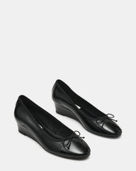 KLUTZY Black Patent Ballet Wedge Bow Round-Toe Women's Heel | Steve Madden Sale