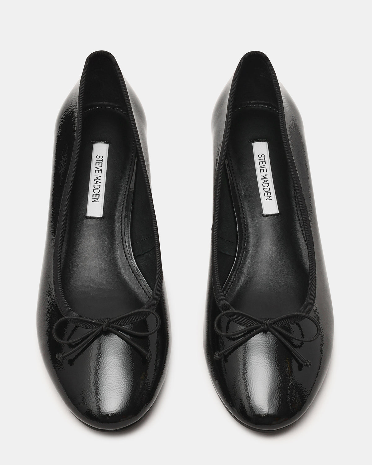 KLUTZY Black Patent Ballet Wedge Bow Round-Toe Women's Heel | Steve Madden Sale