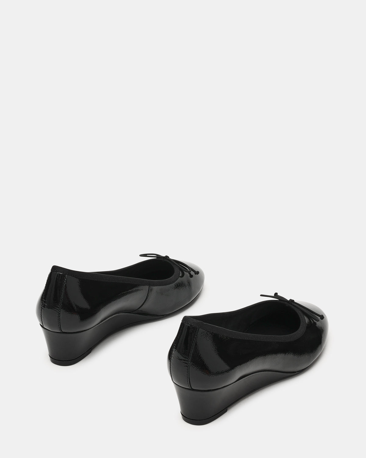 KLUTZY Black Patent Ballet Wedge Bow Round-Toe Women's Heel | Steve Madden Sale