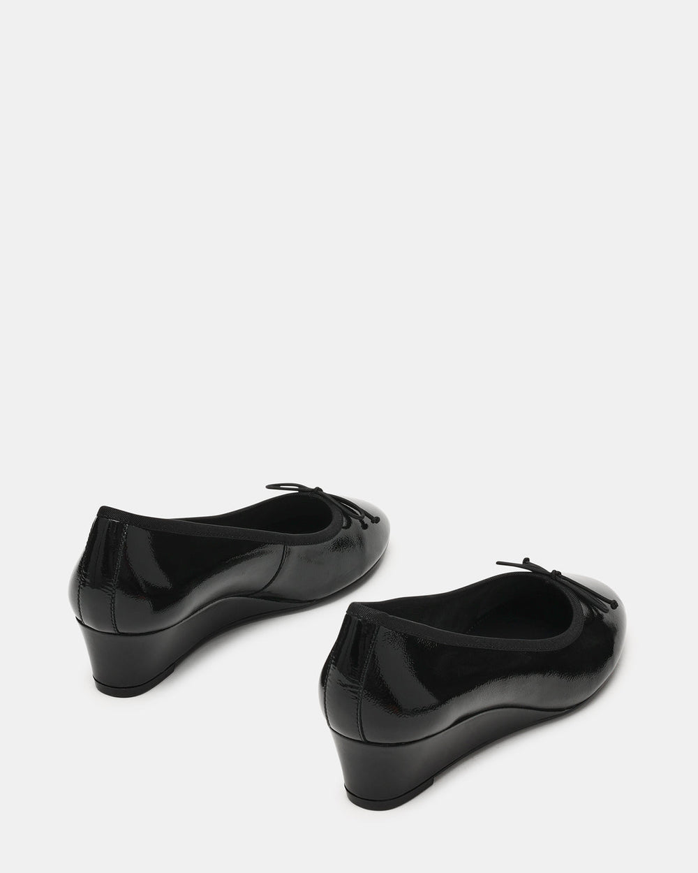 KLUTZY Black Patent Ballet Wedge Bow Round-Toe Women's Heel | Steve Madden Sale