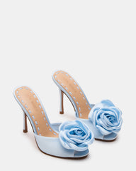 PRIYA Flower Blue Satin Mule Women's Heel | Steve Madden for Sale