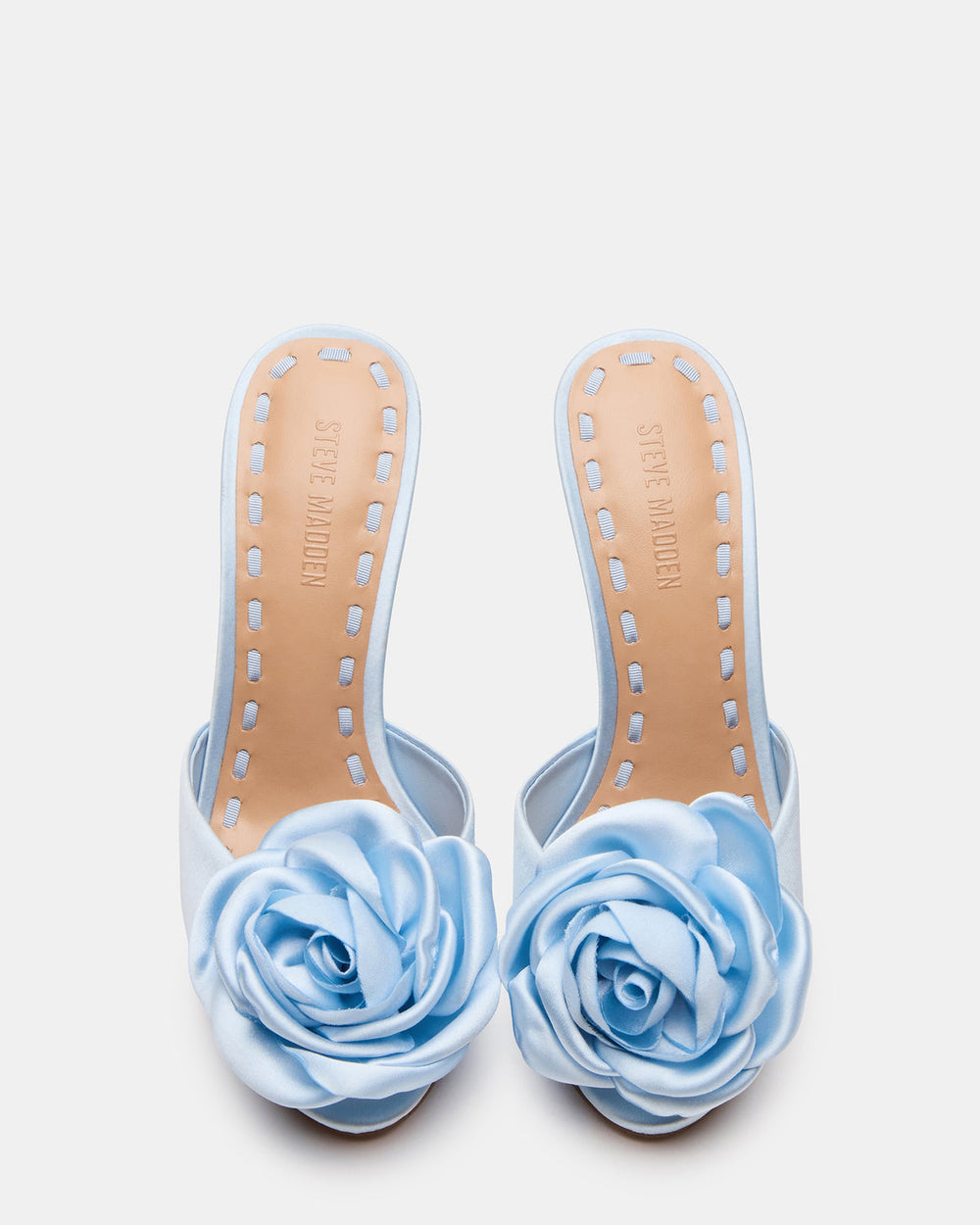 PRIYA Flower Blue Satin Mule Women's Heel | Steve Madden for Sale