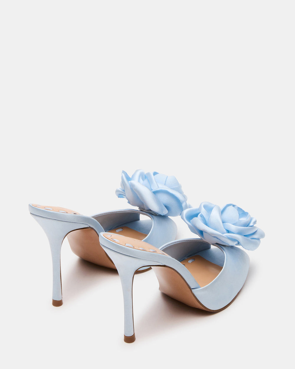 PRIYA Flower Blue Satin Mule Women's Heel | Steve Madden for Sale