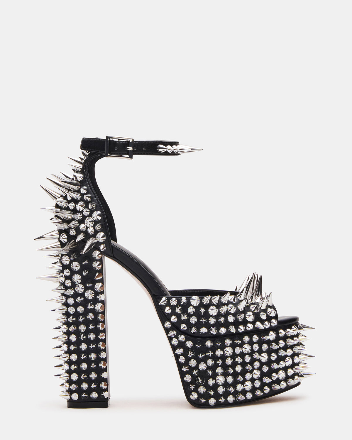 PUNK Black Platform Moto Block Heel Women's Heel | Steve Madden discount