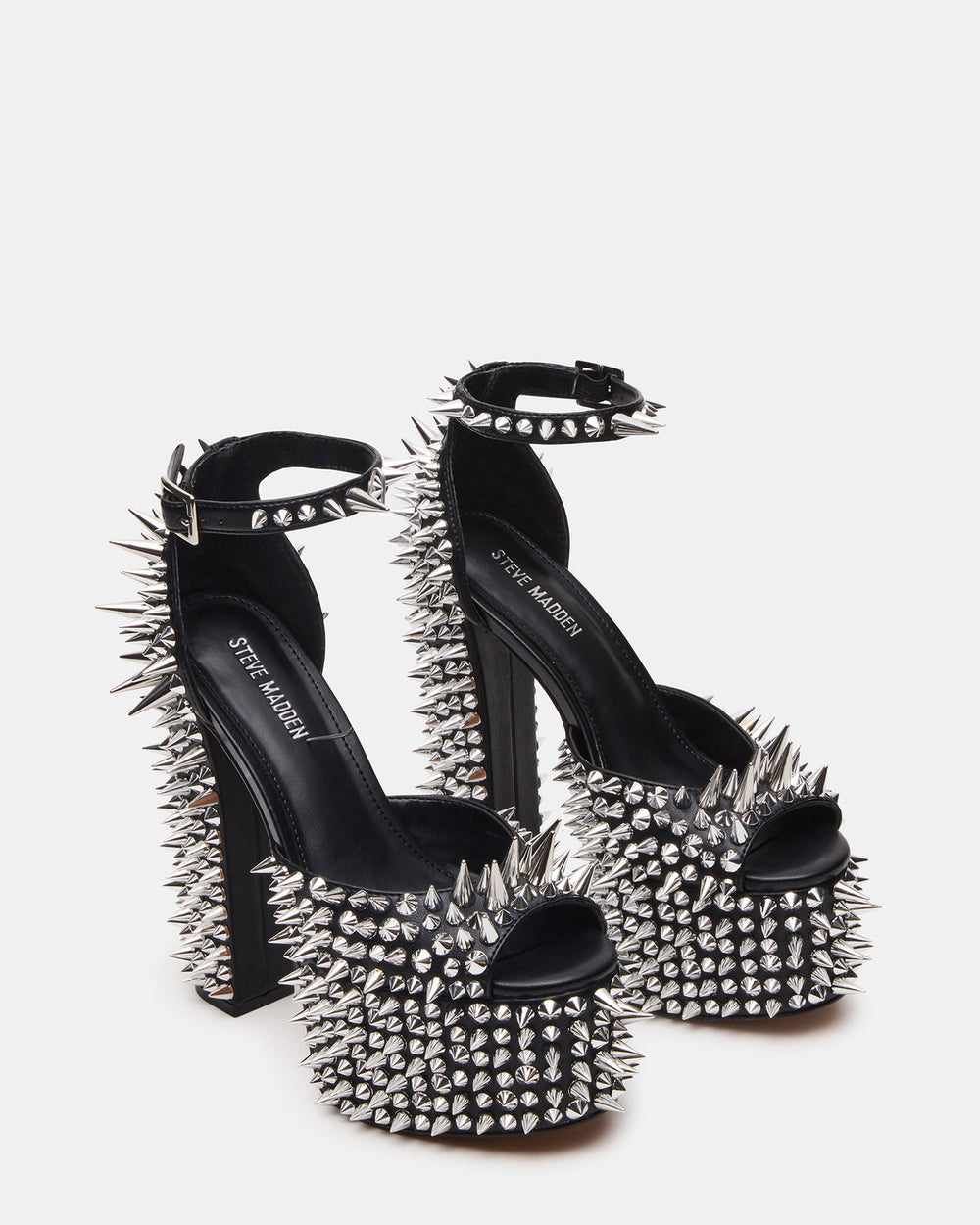 PUNK Black Platform Moto Block Heel Women's Heel | Steve Madden discount