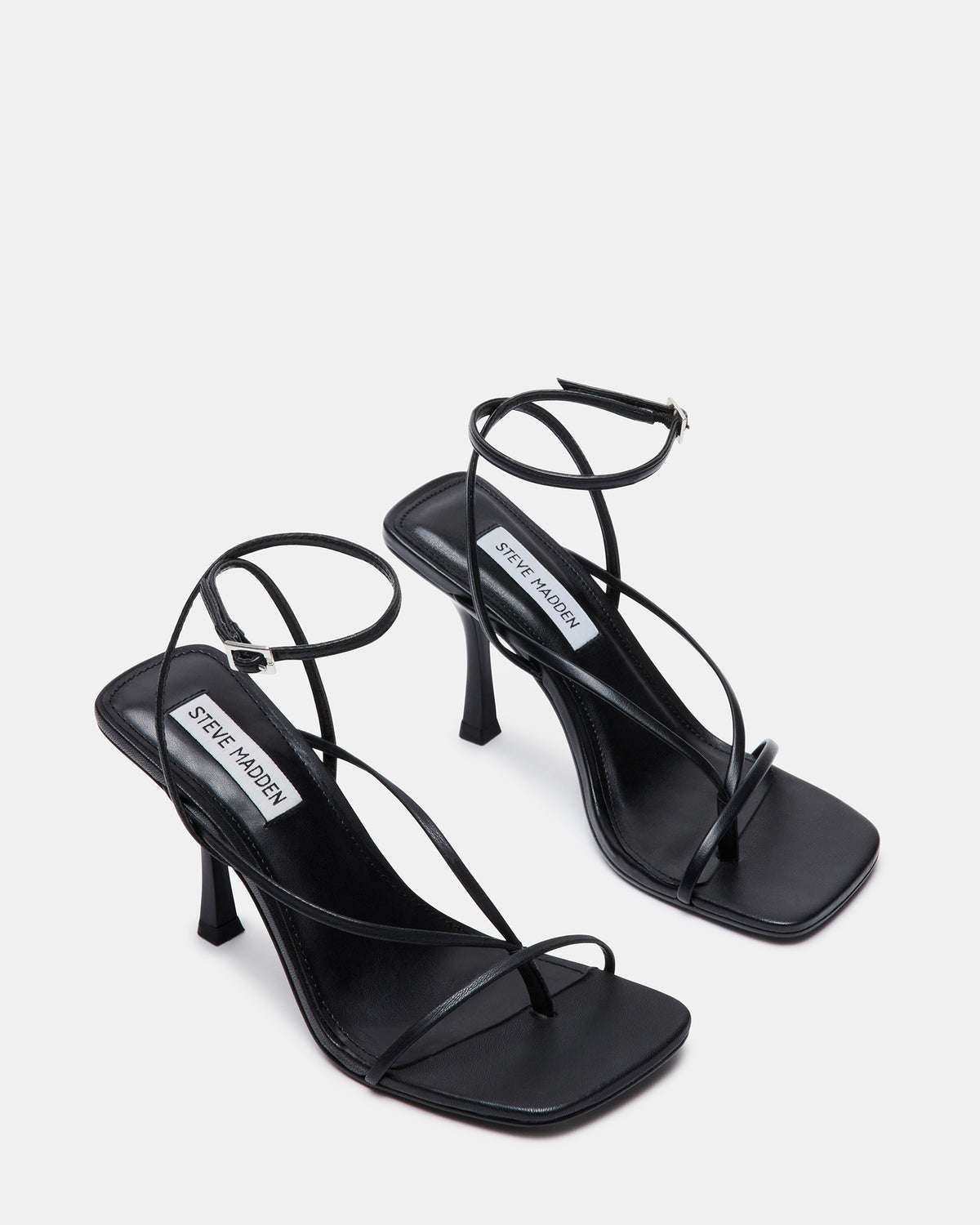 ANNIE Black Women's Strappy Square Toe Heel | Steve Madden outlet