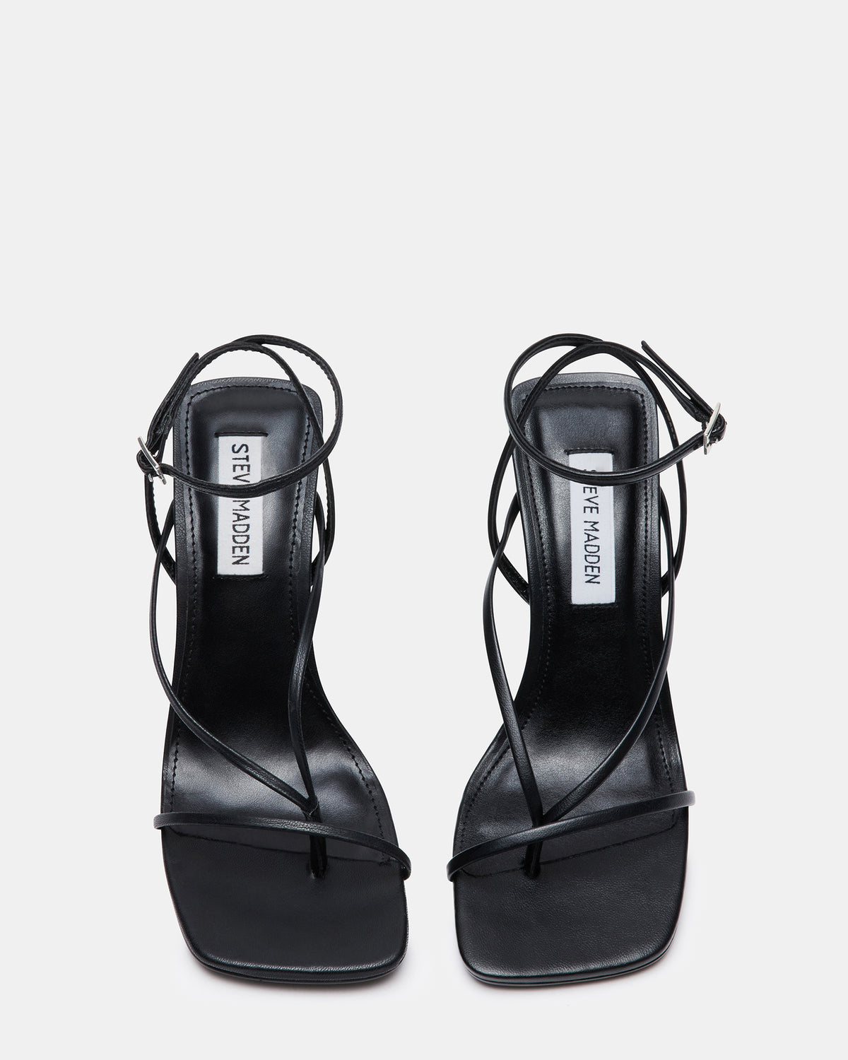 ANNIE Black Women's Strappy Square Toe Heel | Steve Madden outlet