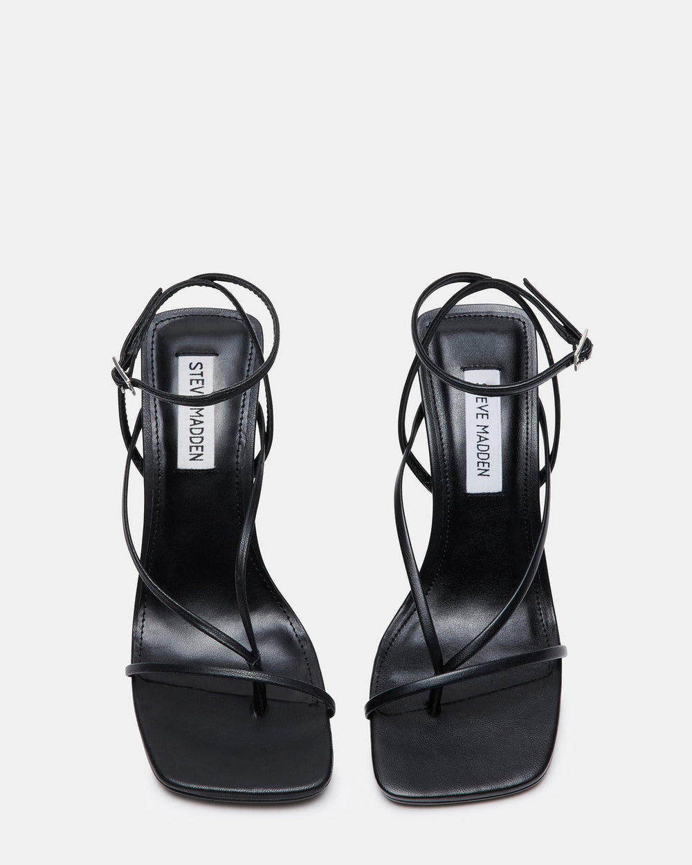 ANNIE Black Women's Strappy Square Toe Heel | Steve Madden outlet
