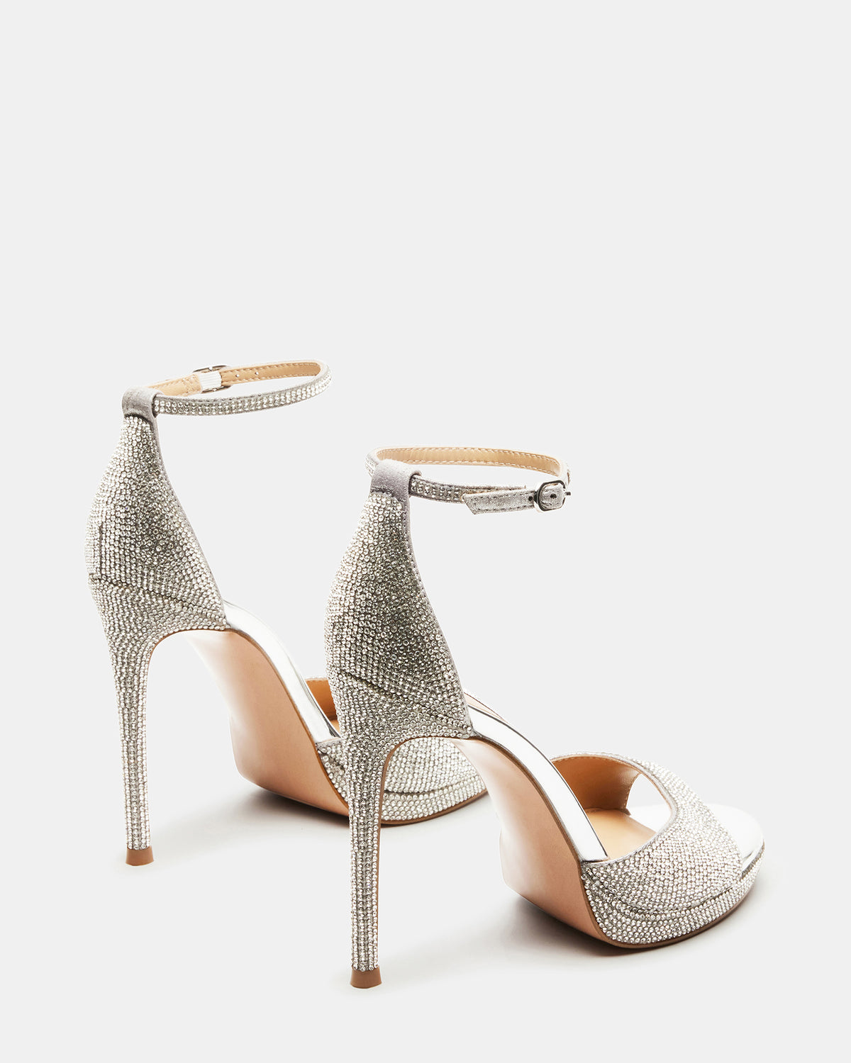 WILEY Silver Rhinestones Open Toe Stiletto Heel | Women's Heels | Steve Madden near me