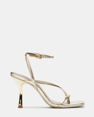 ANNIE Champagne Women's Strappy Square Toe Heel | Steve Madden Sale