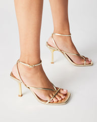 ANNIE Champagne Women's Strappy Square Toe Heel | Steve Madden Sale