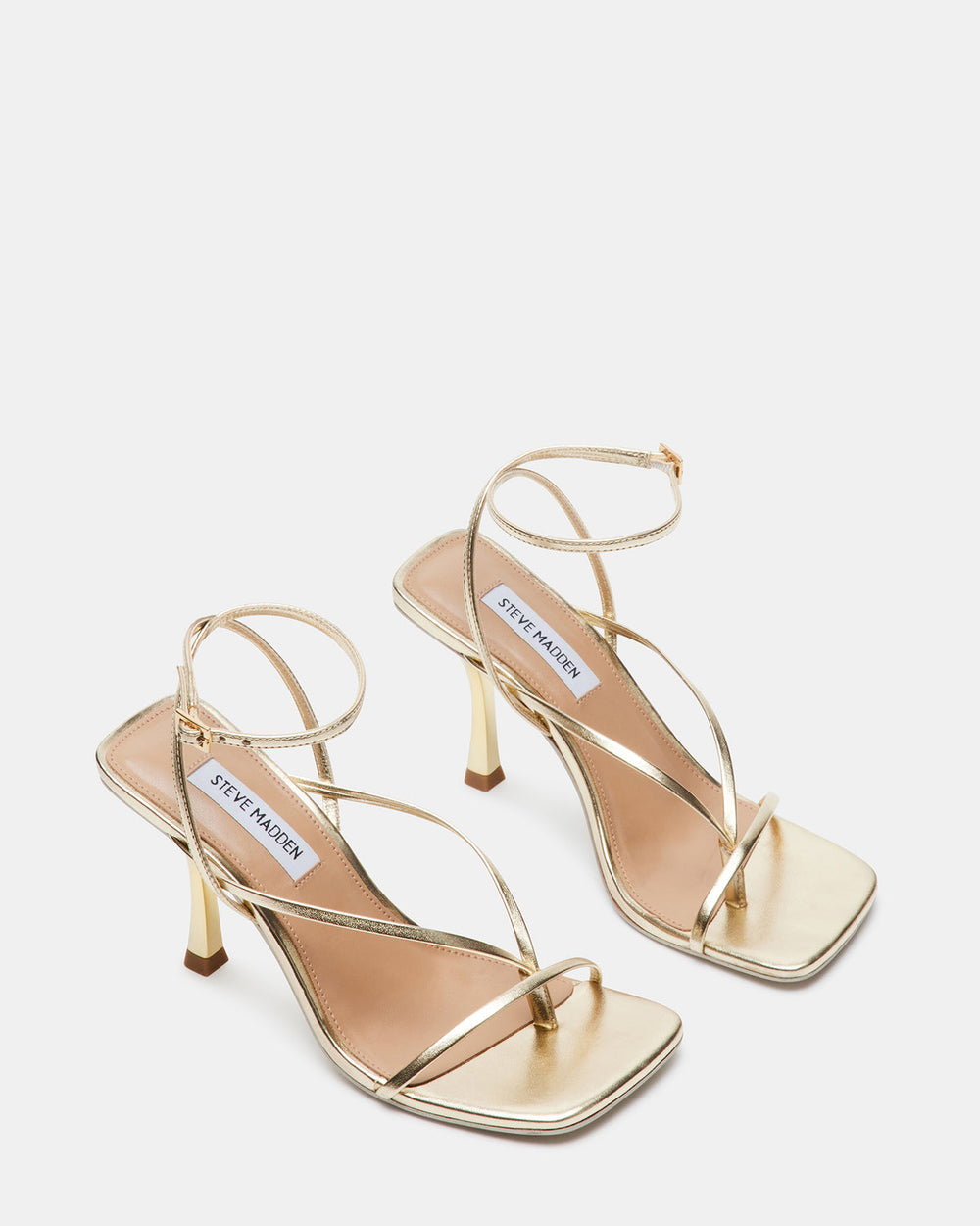 ANNIE Champagne Women's Strappy Square Toe Heel | Steve Madden Sale