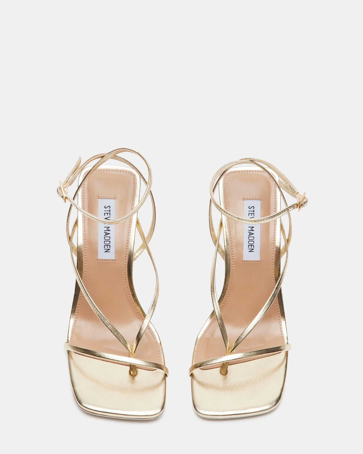 ANNIE Champagne Women's Strappy Square Toe Heel | Steve Madden Sale