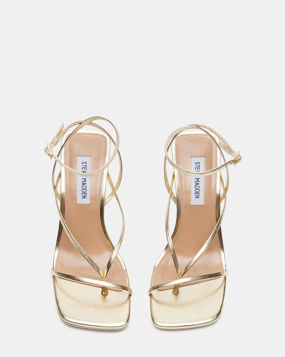 ANNIE Champagne Women's Strappy Square Toe Heel | Steve Madden Sale