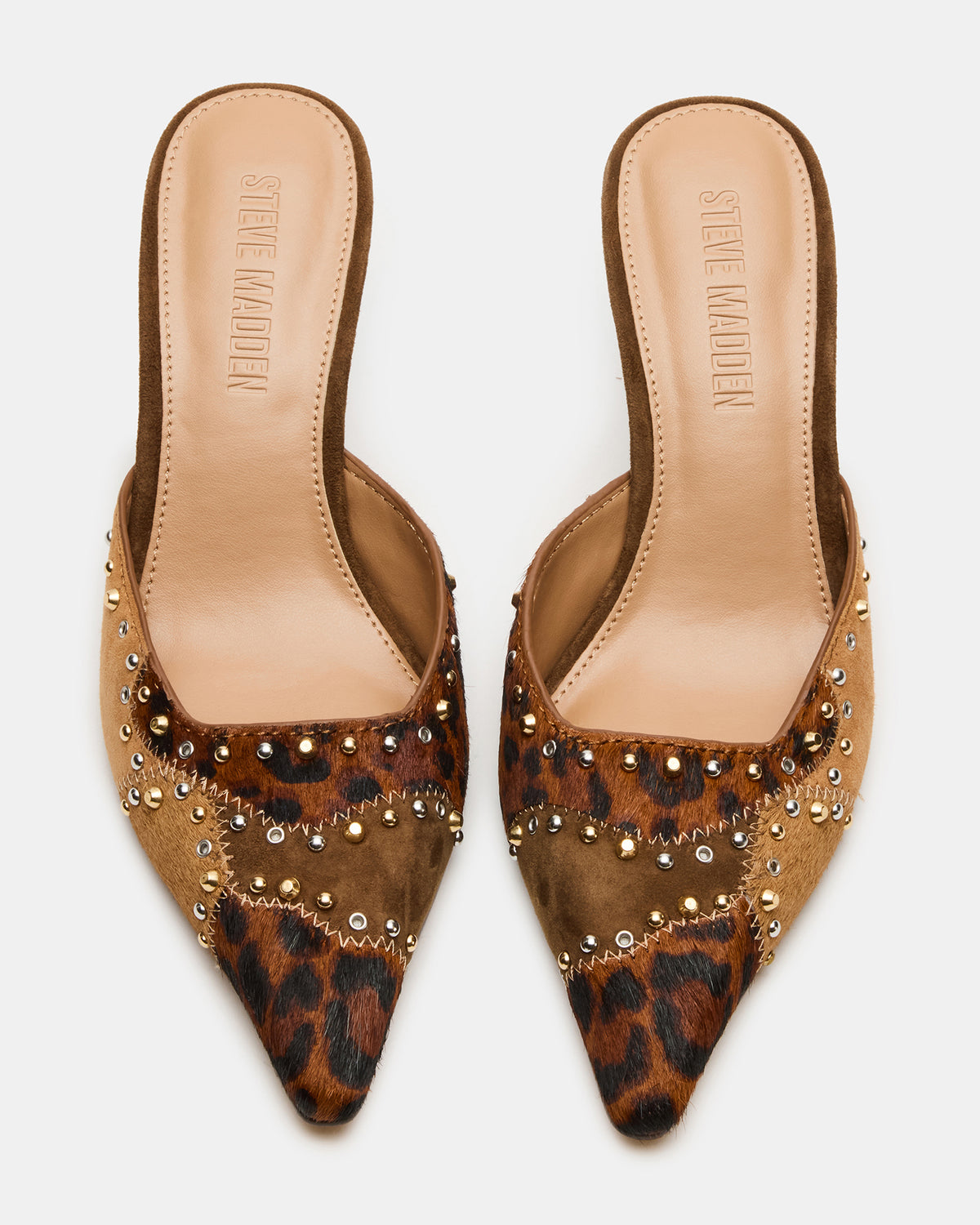 ALEXI Leopard Multi Studs Pointed-Toe Mule Women's Heel | Steve Madden for Sale