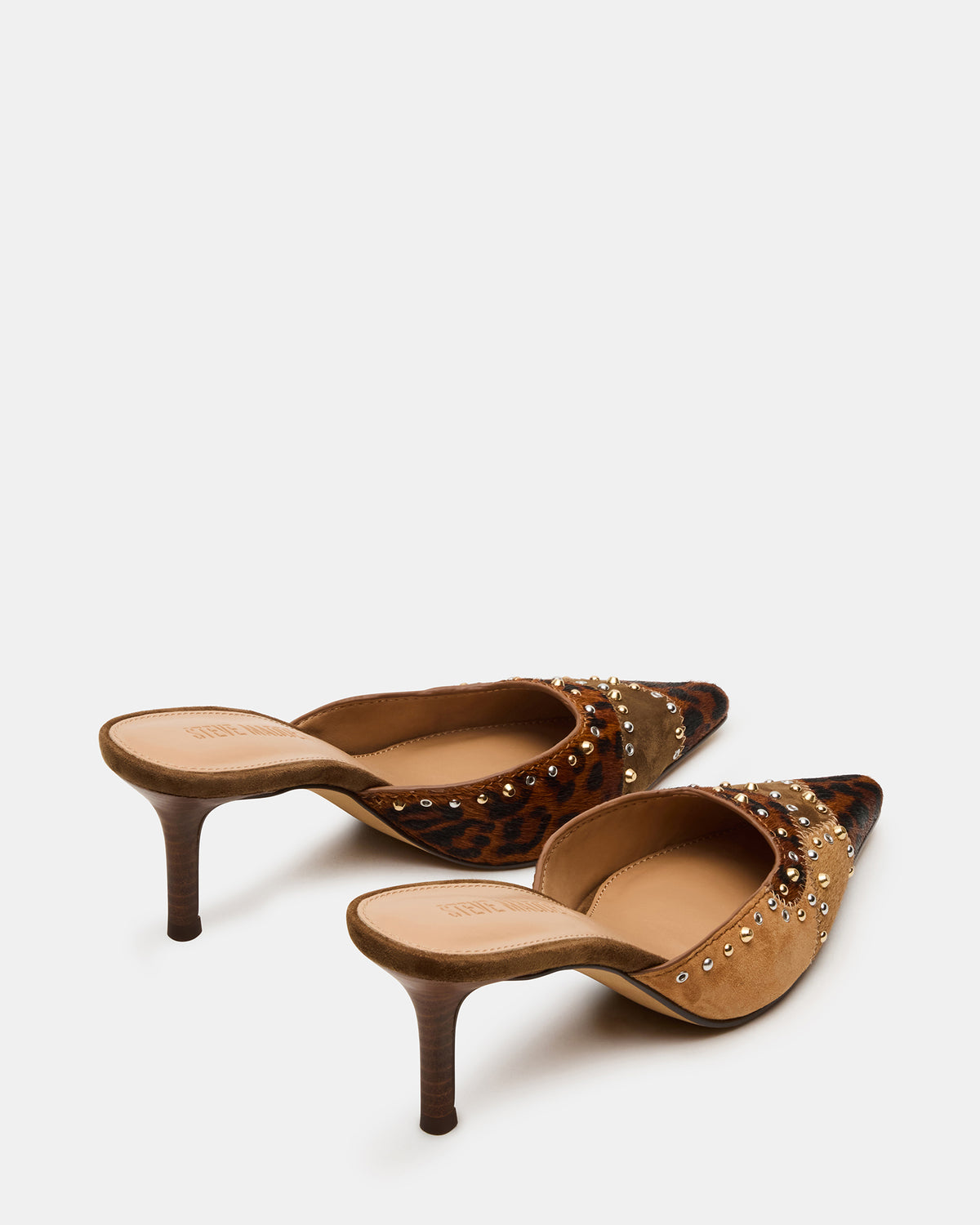 ALEXI Leopard Multi Studs Pointed-Toe Mule Women's Heel | Steve Madden for Sale