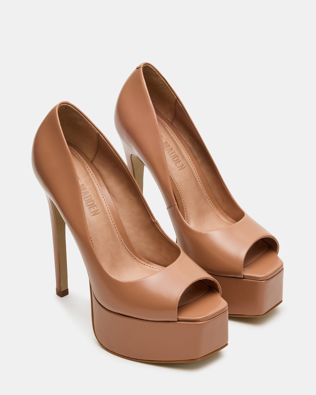 IVES Blush Box Leather Platform Square-Toe Stiletto Women's Heel | Steve Madden online