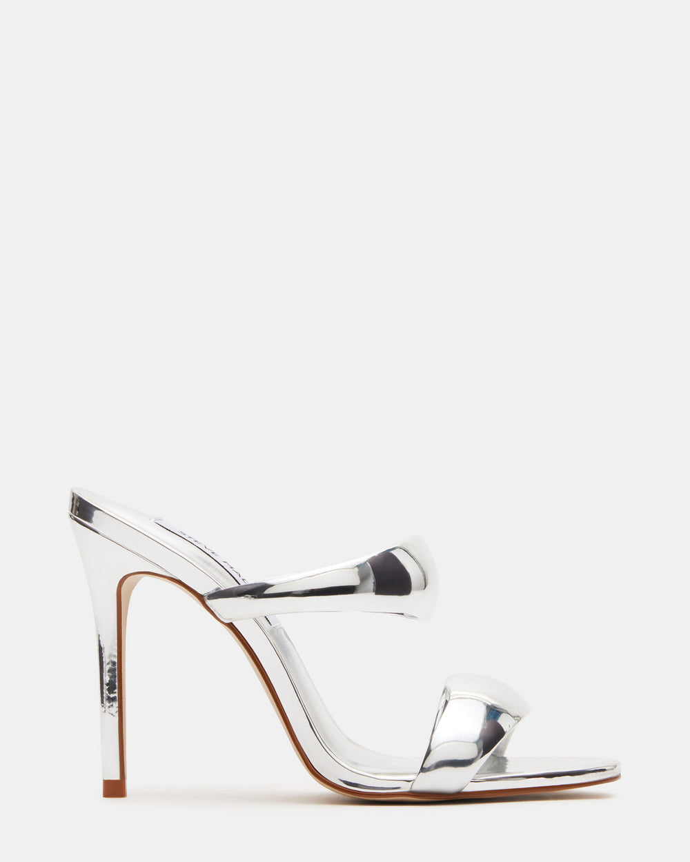 SATURN Silver Stiletto Mule Women's Heel | Steve Madden outlet