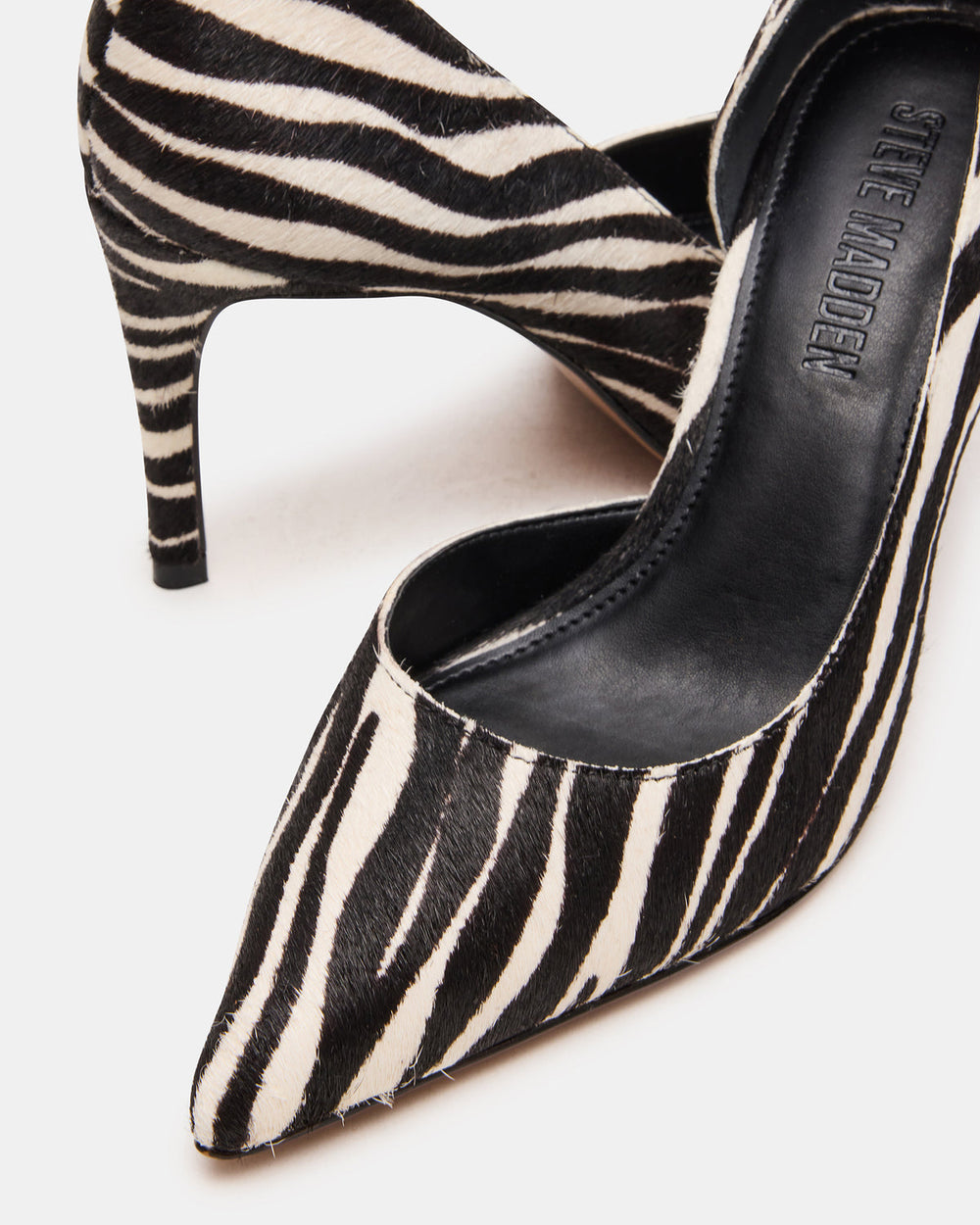 NULA Zebra Pointed-Toe Stiletto Pump Women's Heel | Steve Madden Sale
