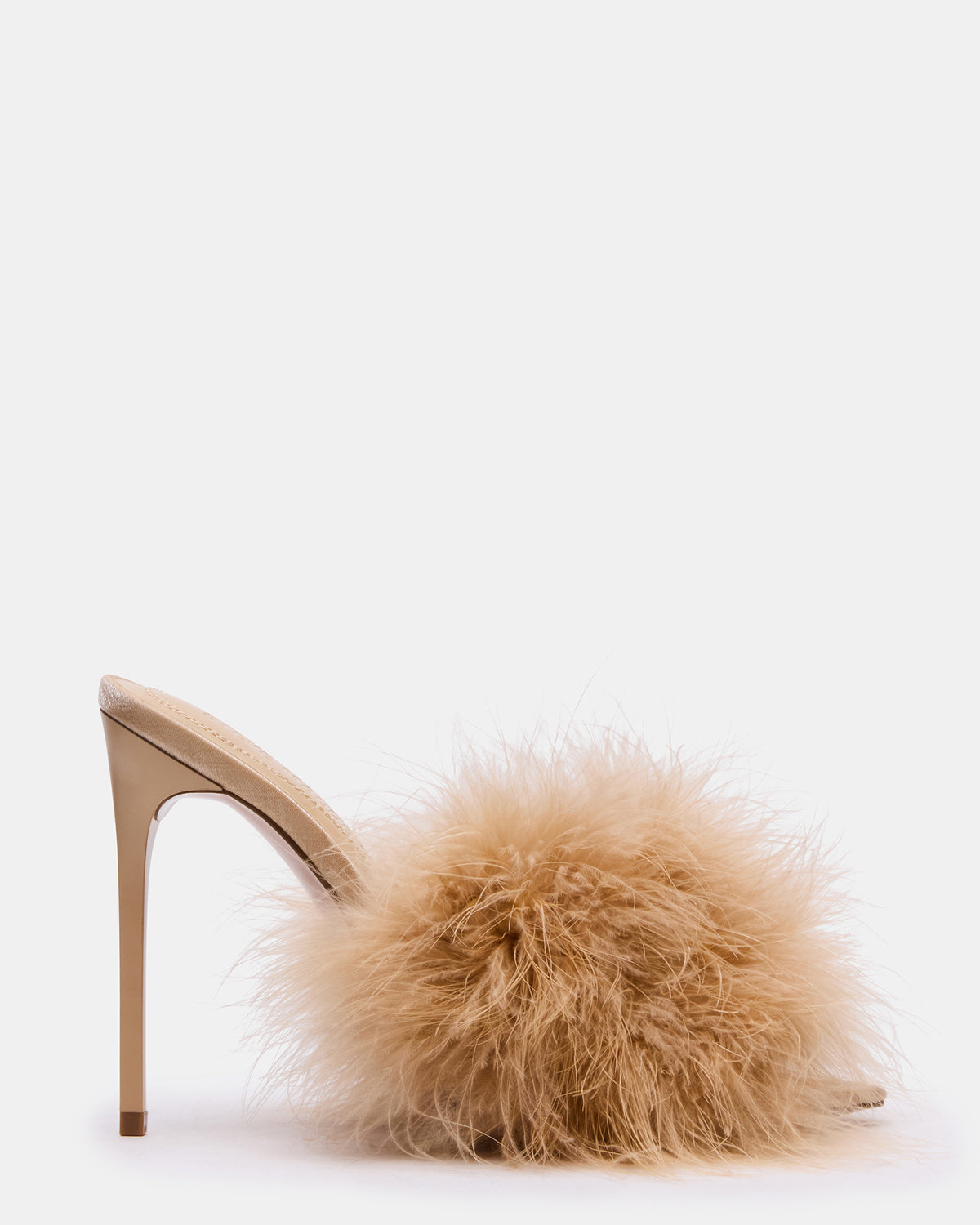 ASHBEY Tan Multi Pointed-Toe Feather Mule Stiletto Women's Heel | Steve Madden discount