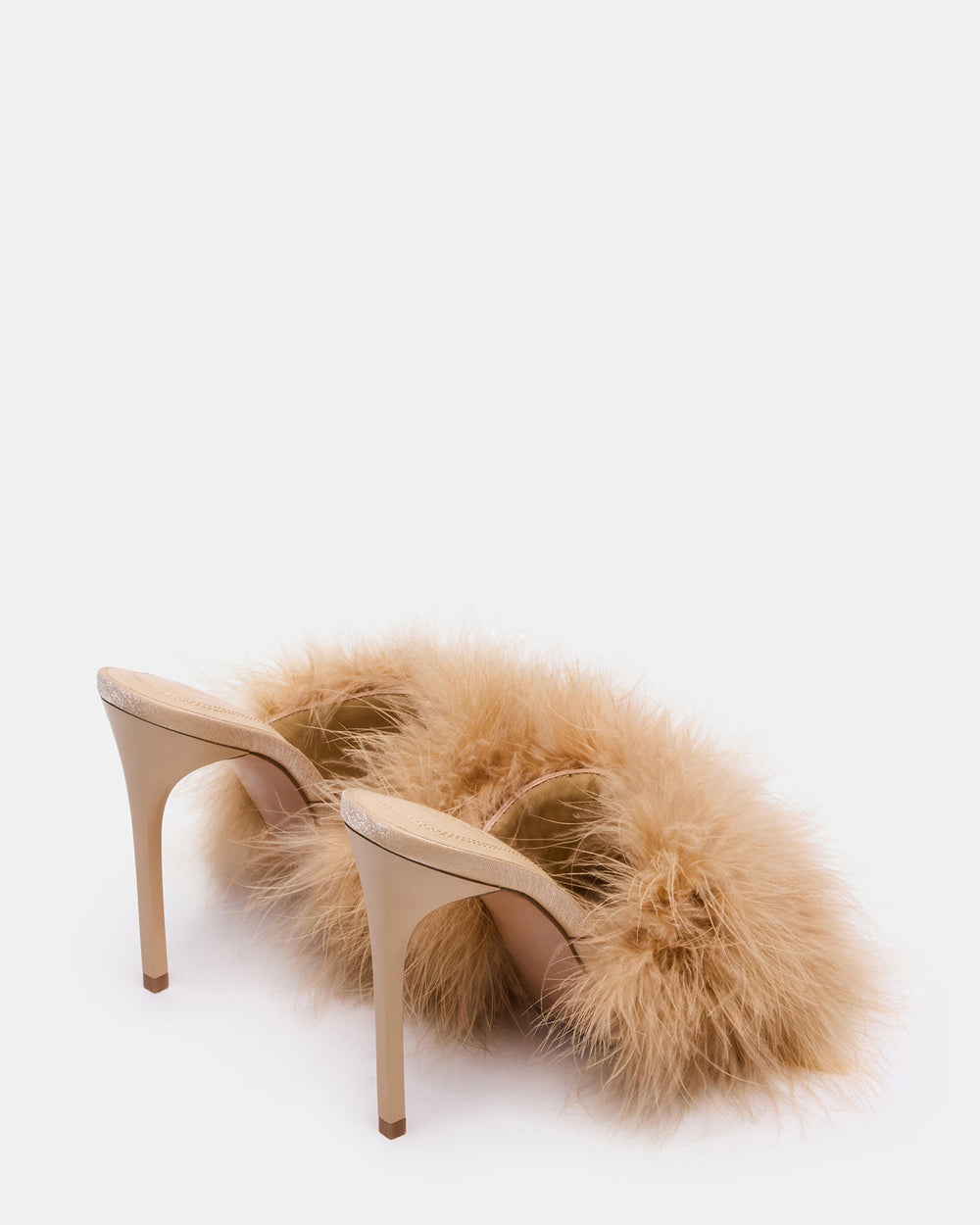 ASHBEY Tan Multi Pointed-Toe Feather Mule Stiletto Women's Heel | Steve Madden discount