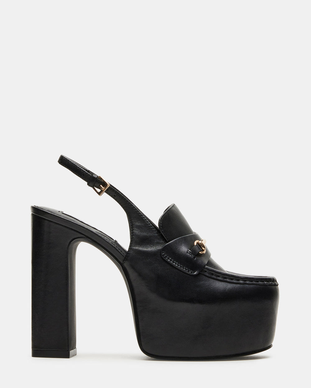 QUINN Black Leather Platform Slingback Heel | Women's Heels | Steve Madden on Sale