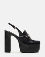 QUINN Black Leather Platform Slingback Heel | Women's Heels | Steve Madden on Sale