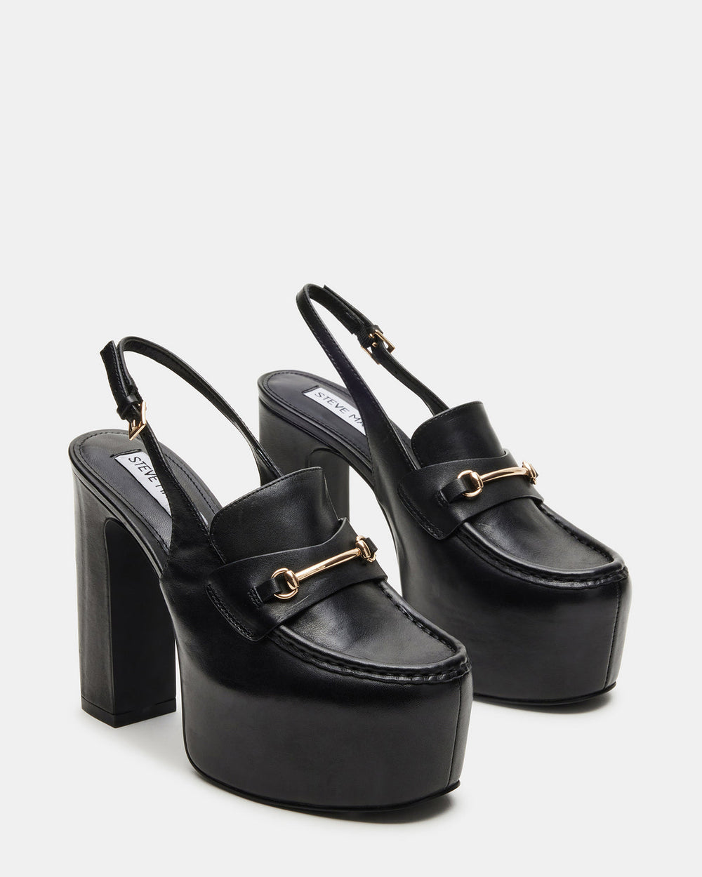 QUINN Black Leather Platform Slingback Heel | Women's Heels | Steve Madden on Sale