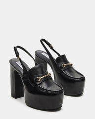 QUINN Black Leather Platform Slingback Heel | Women's Heels | Steve Madden on Sale