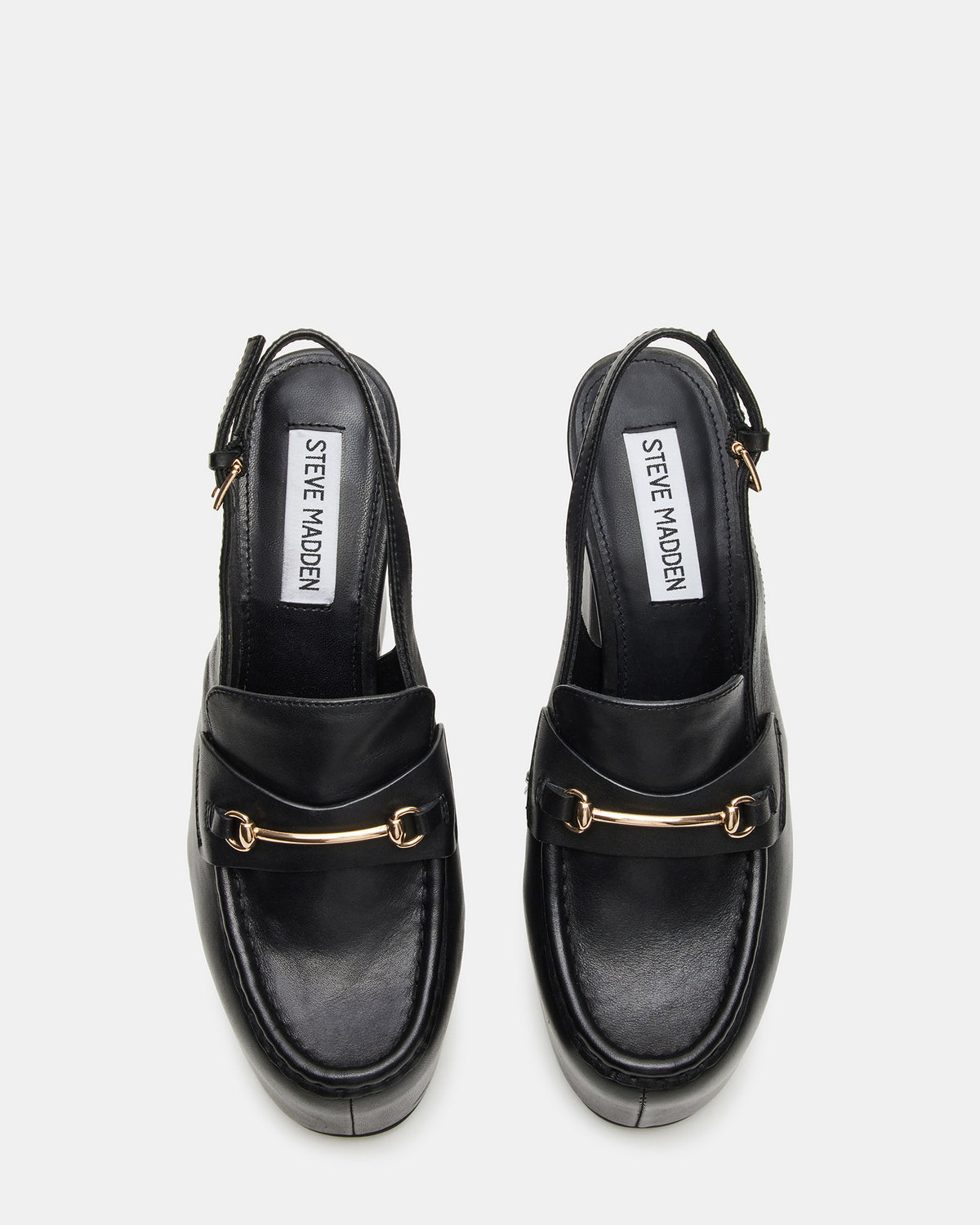 QUINN Black Leather Platform Slingback Heel | Women's Heels | Steve Madden on Sale